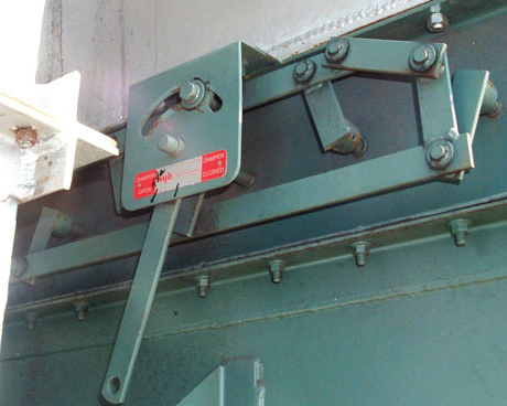 Figure 2 - Fan Damper with Position Marks Indicating Calibrated Airflow