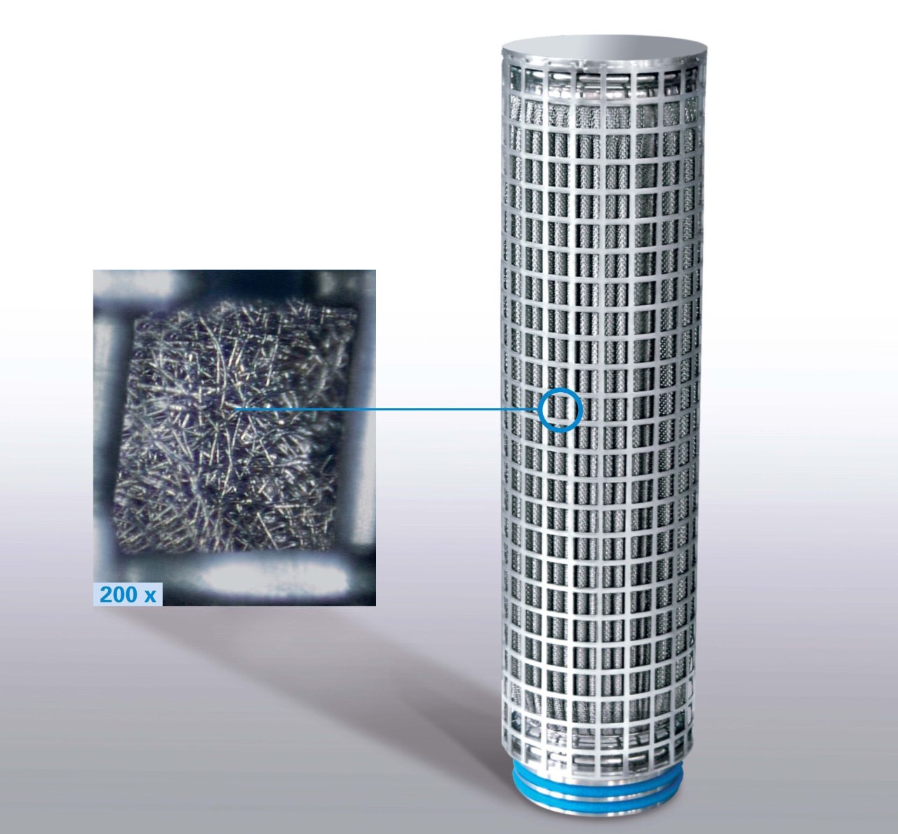 (P)-GSL N steam filter – close-up of the stainless steel fiber web
