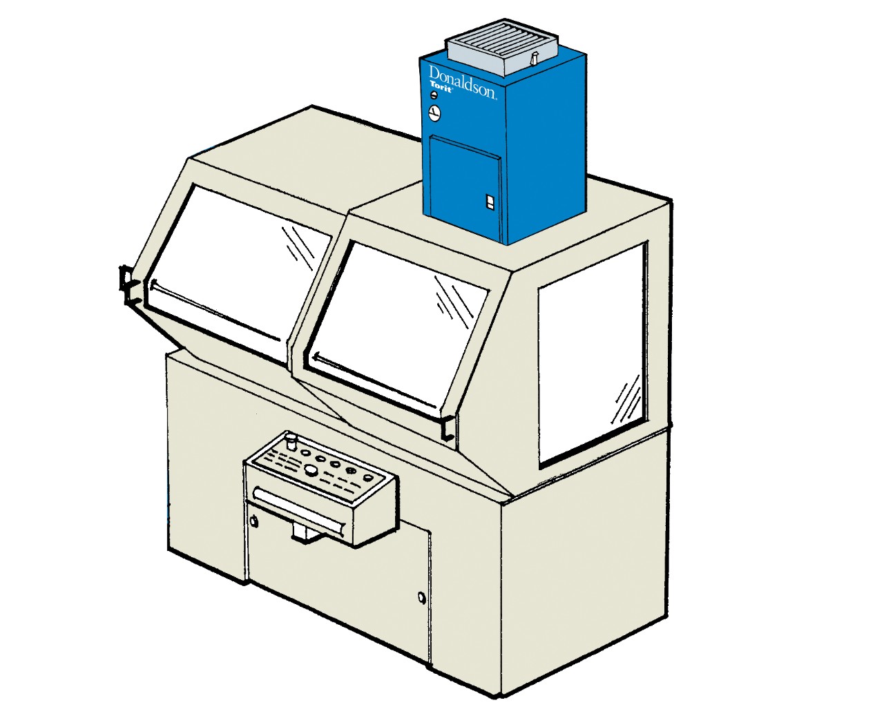 WSO 10. Machine mounted with afterfilter mounted on a CNC.